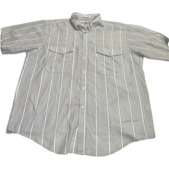 Vintage Levis Big E Silver Label Button Up Striped Shirt Gray Men's L Western - Picture 1 of 6